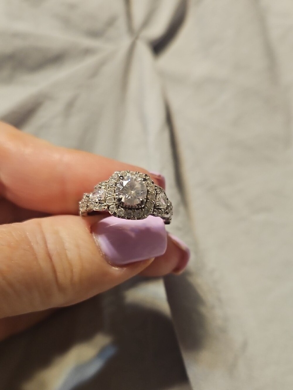Halo Engagement Ring Set - Silver - Picture 2 of 7